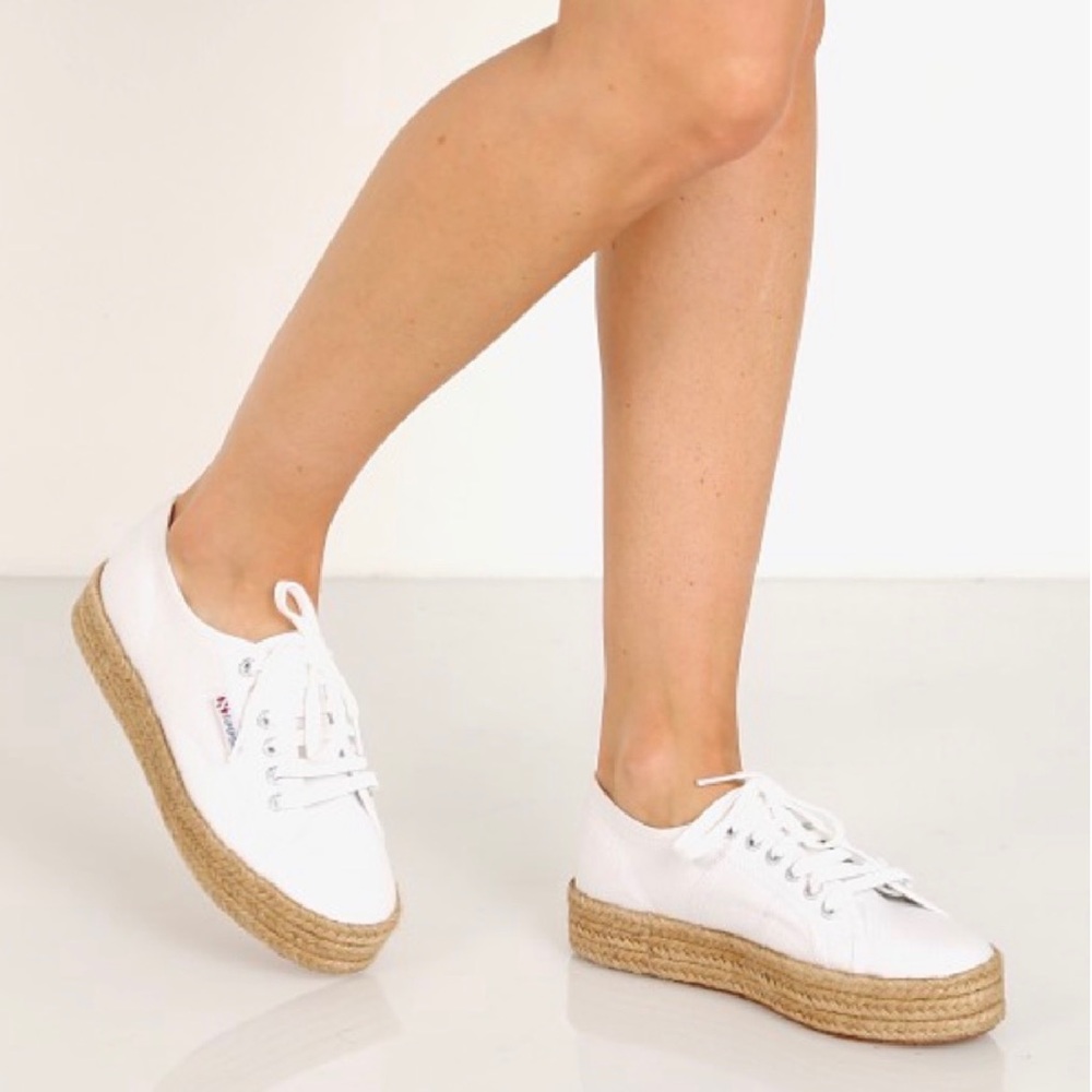 Superga white sneakers with espadrille sole